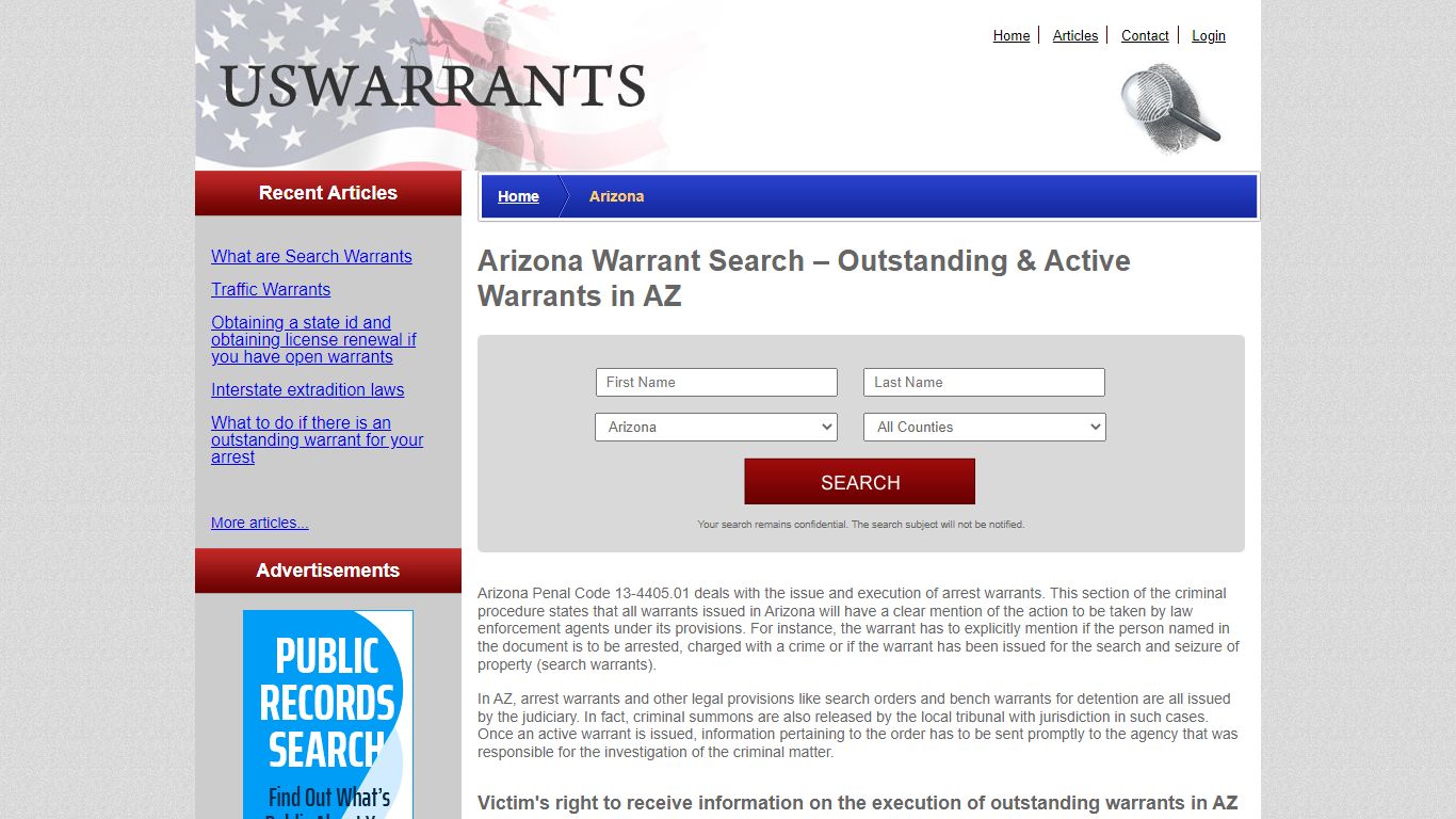 Arizona Warrant Search – Outstanding & Active Warrants in AZ