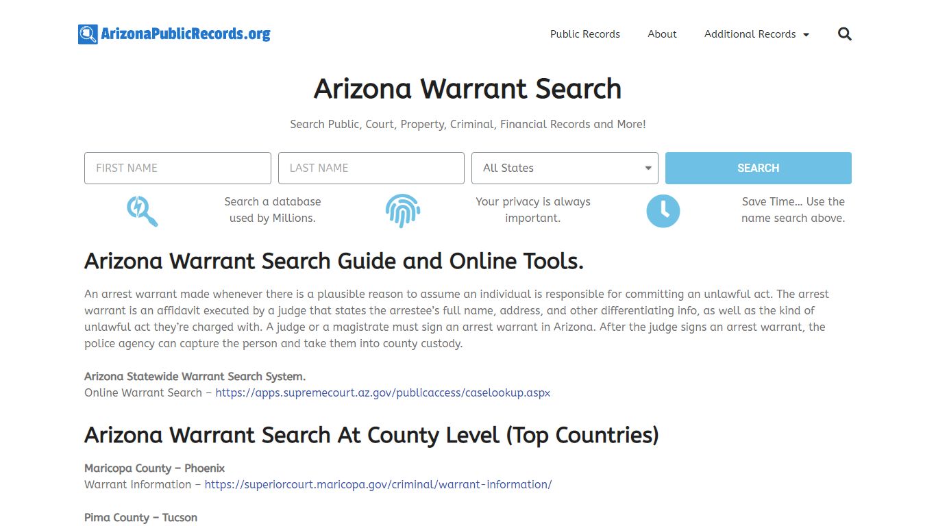 Arizona Warrant Search: ArizonaPublicRecords.org